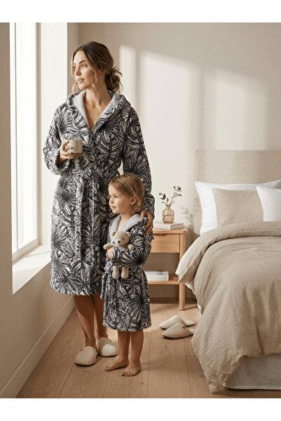 Lucy and Home Frunză de catifea, halat de baie din catifea cu model de frunze...