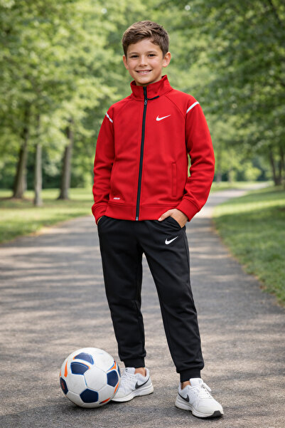 Uğur bebe Premium Quality Scuba Fabric Red and Black Children's Tracksuit Set...