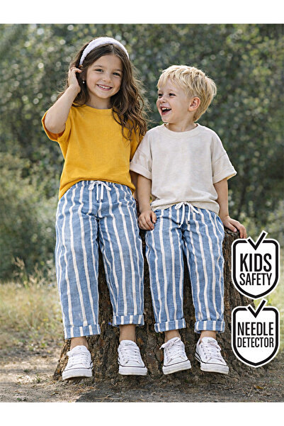 MSHB&G Pantaloni pentru copii unisex cu dungi albastre albe