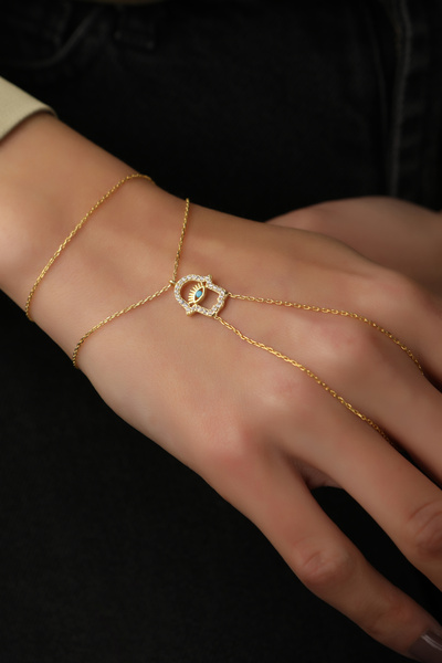 Lia Berto Firuze Taşlı Fatma Eli 925 Aya Gümüş Şahmeran