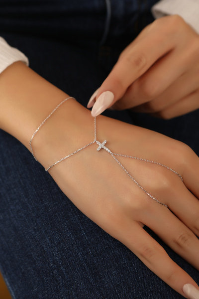 Lia Berto Zirkon Taşlı Haç 925 Ayar Gümüş Şahmeran