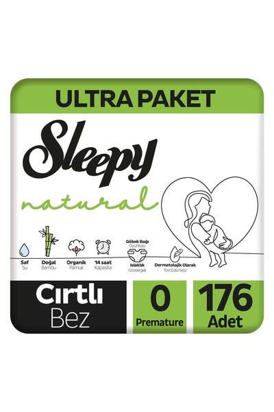 Sleepy Natural Ultra Paket Bebek Bezi 0 Numara Premature 176 Adet