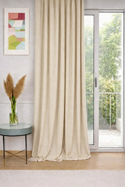 BD beyaz dokuma Beige Honeycomb Velvet Textured Background Curtain Plain Stit...