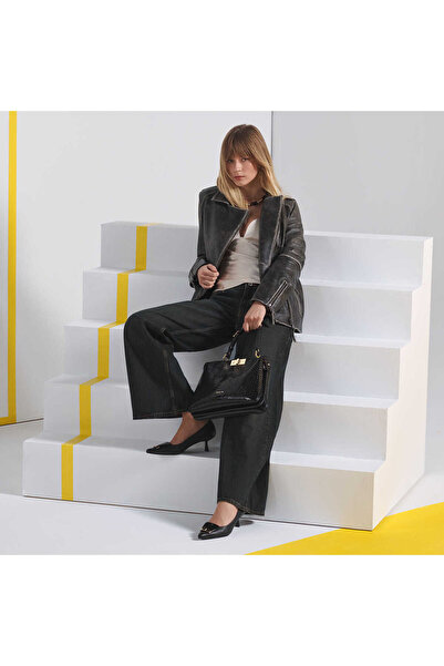 Tergan Siyah Hakiki Deri Kadın Hakiki Deri Mont - K23KDM320386-Q3H