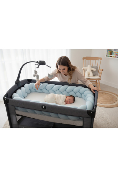 Cozibo واقي سرير محبوك ثلاثي الطبقات بطول 350 سم - واقي سرير