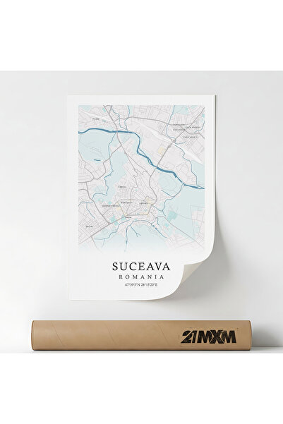 21mxm Suceava City Map Canvas Poster - Romania – Unframed Digital Print