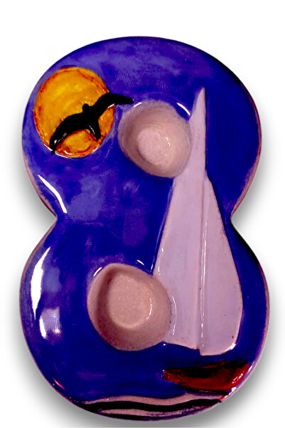 toprakanaart Kapı Numarası Seramik Yelkenli Handmade _ No 8 _ 8×13×2 (cm)