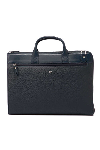 Tergan Lacivert Hakiki Deri Unisex Evrak Çantası - S1EV00021218-D6M