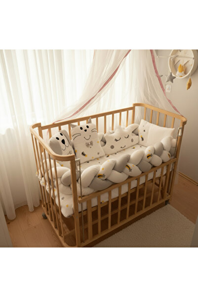 Cozibo Örgülü Park Beşik Uyku Seti Ahşap Örgülü Beşik Seti Tüm Beşiklere Uygu...