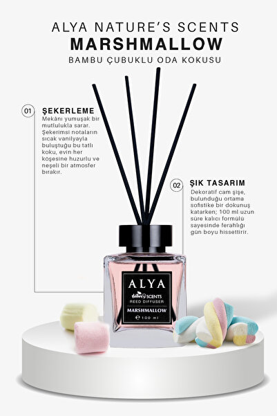 ALYA Nature's Scents Marshmallow Bambu Çubuklu Oda Kokusu