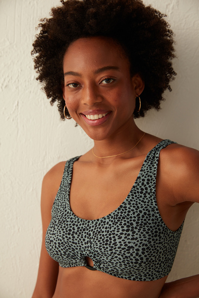 Penti Gray and Black Hunter Accessory Detailed Bikini Top