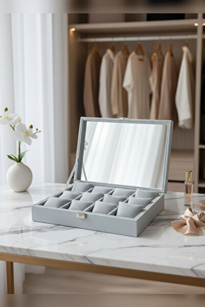 inteleven Mirrored 12-Compartment Watch & Jewelry Box