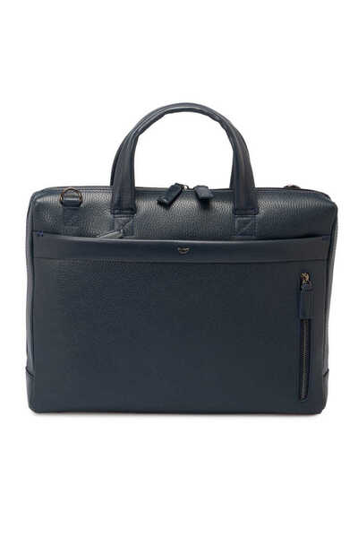 Tergan Navy Blue Genuine Leather Men's Briefcase - S1Ev00021306-D6M