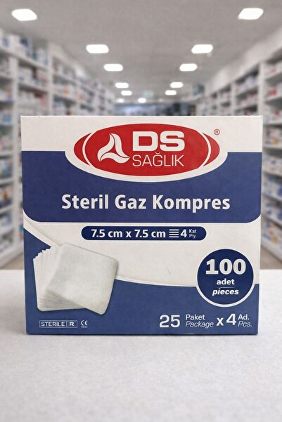 DS Sağlık 7.5x7.5cm Steril Hidrofil Gazlı Bez Gkp04 4 Kat 100lü