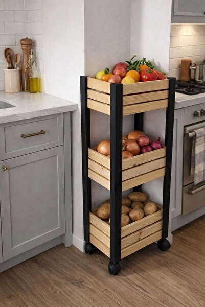 Şeker Marangoz Ebru Şeker AHŞAP  ÇOK AMAÇLI 3 LÜ RAF 50*90*25 CM