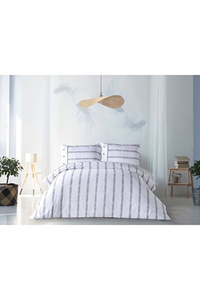 Doqu Home Σετ Παπλωματοθήκη Meridian Διπλό Marine - Λευκό