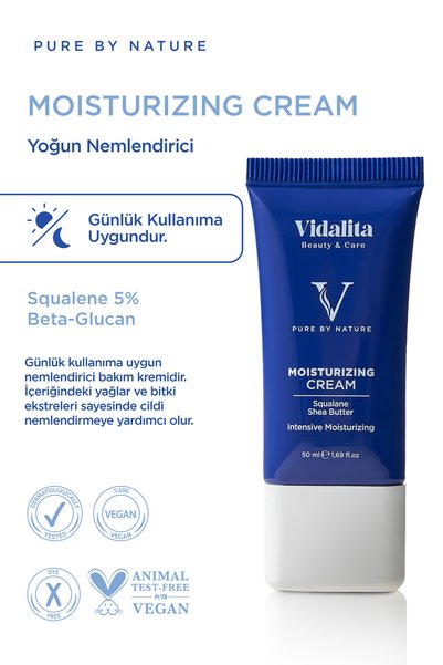 Vidalita Beauty & Care Squalene & Shea Butter Intensive Moisturizing Face Cream 50 ml - Skin Barrier Repairing Daily Moisturizing Cream