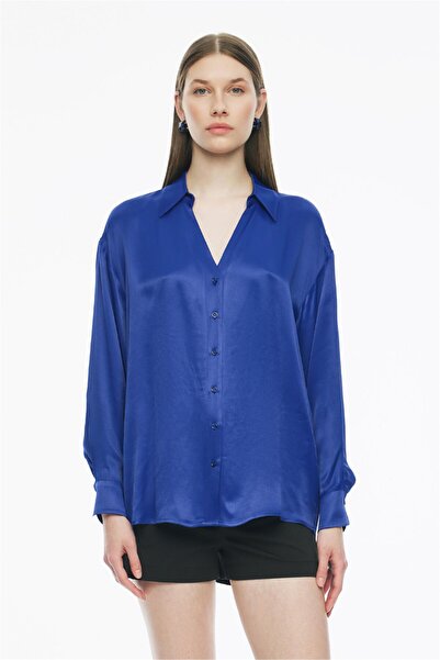 Perspective Clarys Regular Fit Standart Boy Takma Kol V-Yaka Saks Renk Kadın ...