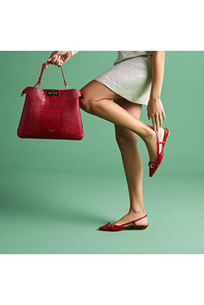 Tergan Kırmızı Hakiki Deri Kadın Çapraz Askılı Çanta - S25K1BC80444-D5J