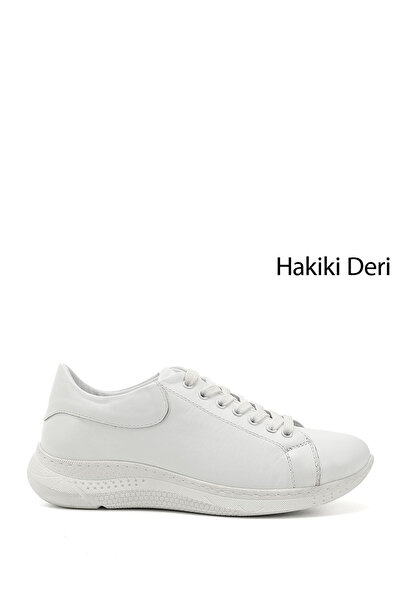 GÖNDERİ(R) Γυναικείο sneaker από γνήσιο δέρμα σε λευκή σόλα με κορδόνια