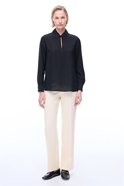 Perspective Siyah Dik Yaka Bluz