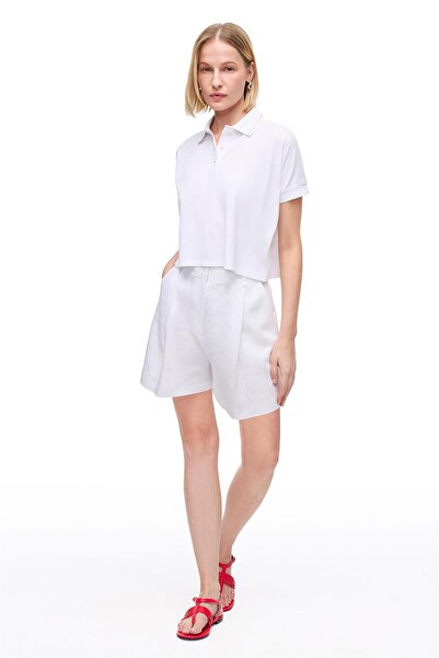 Perspective Beyaz Gömlek Yaka Tişört