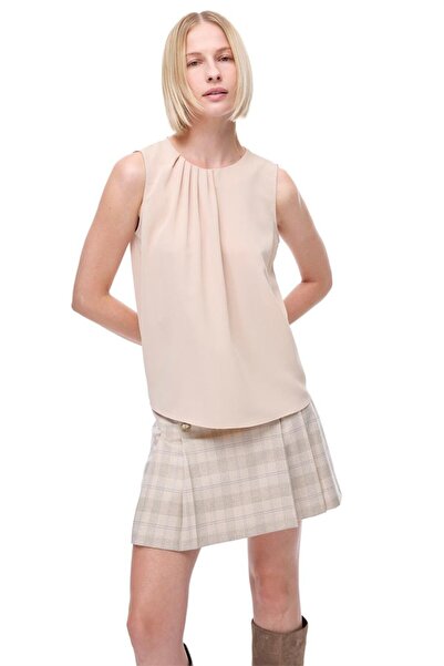 Perspective Nude Bisiklet Taka Sıfır Kol Bluz