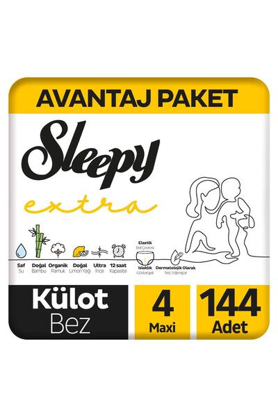 Sleepy Extra Günlük Aktivite Avantajlı Paket Külot Bez 4 Numara Maxi 144 Adet