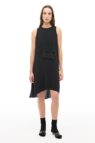 Perspective Black Crew Neck Above Knee Dress