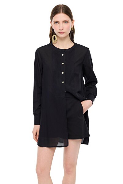 Perspective Siyah Hakim Yaka Pamuklu Uzun Kollu Gömlek