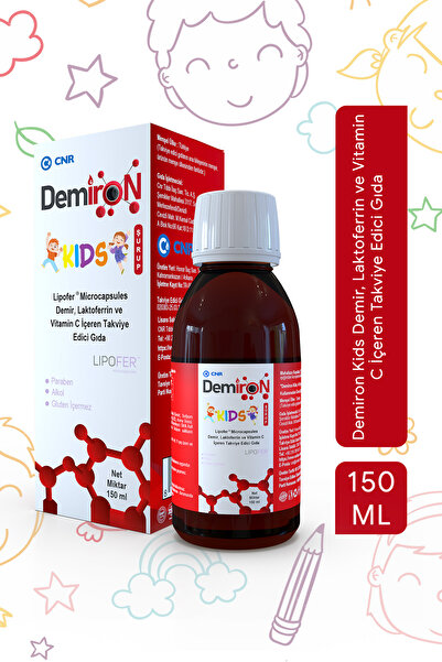 DEMİRON PLUS شراب ديميرون للأطفال 150 مل ليبوفير حديد، لاكتوفيرين وفيتامين سي