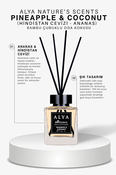 ALYA Nature's Scents Pineapple & Coconut Bambu Çubuklu Oda Kokusu- Ananas & H...