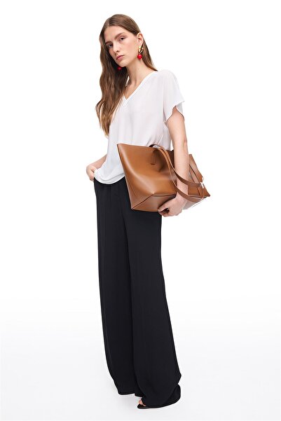 Perspective White V-Neck Comfortable Fit Blouse