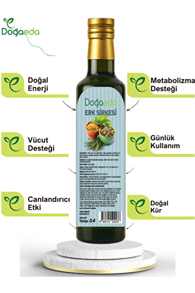 DOĞAEDA Doğal Fermente Erk Sirkesi 500 ml – Bitkisel Karışım Sirkesi