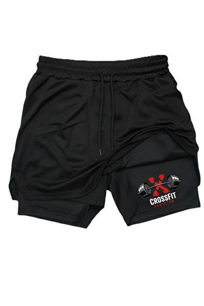 Machi Makiteks Black Tights Shorts Crossfit Addicted Printed Double Layer Qui...