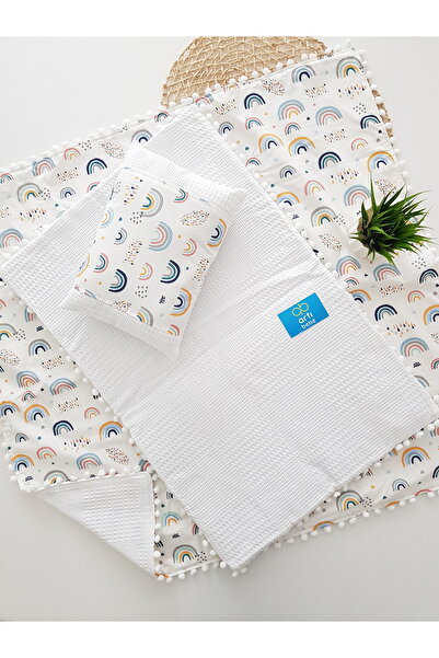 artıbebe طقم رأس سرير مكون من 3 قطع بألوان قوس قزح: بطانية ورأس سرير ووسادة –...