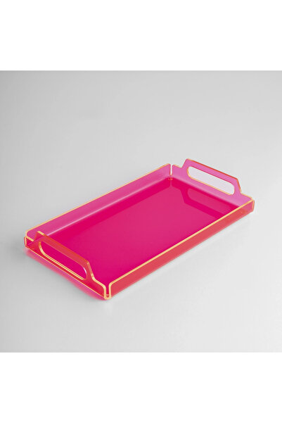 Qua Home Vasa Neon Pleksi Tepsi Pembe 35x20 cm