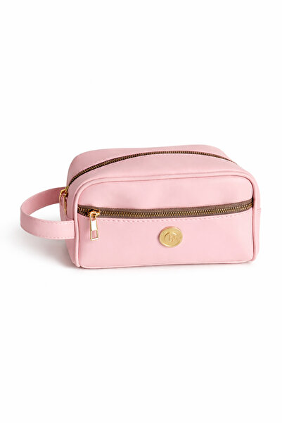 Maykis Pink Faux Leather Makeup Bag