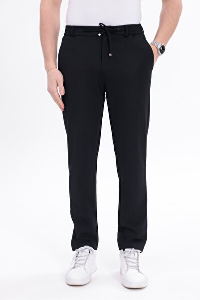 T SteepRockt Men's Black Jogger Pants with Tie Waist and Belt, Back Pockets, ...