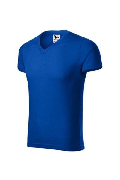 Malfini Tricou bărbătesc, slim fit, decolteu în V, mărimea 146, albastru M