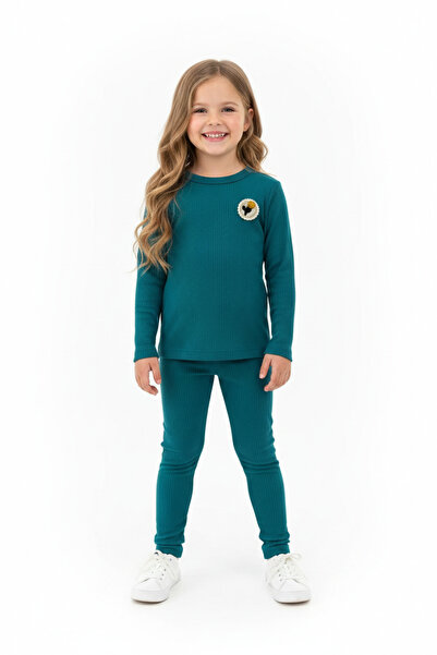 BOBBY JR KİDSWEAR Set pentru fete verde petrol cu accesorii Daisy