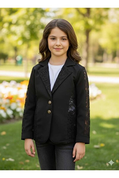 Store سترة بليزر للفتيات بتفاصيل دانتيل