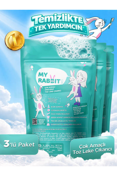 My Rabbit! Çamaşır Ve Yüzey Için Çok Amaçlı Oksijenli Toz Leke Çıkarıcı ve be...