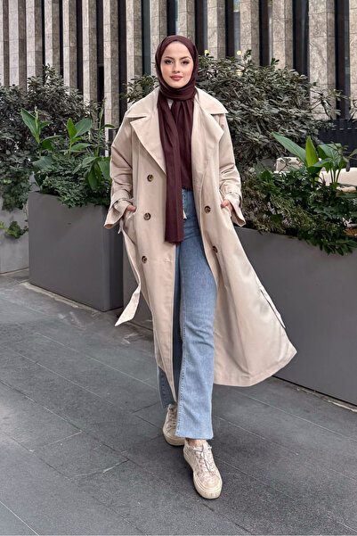 Ovn. Arka Pile Detaylı Trençkot - Taş Rengi