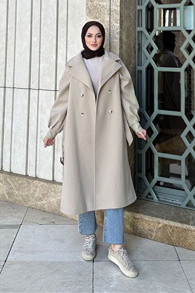 Ovn. Balon Kol Kaşe Kaban - Taş Rengi