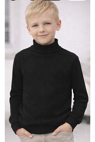 craazy Crazymonkey Erkek Çocuk Penye Yarım Balıkçı Yaka Bady Siyah