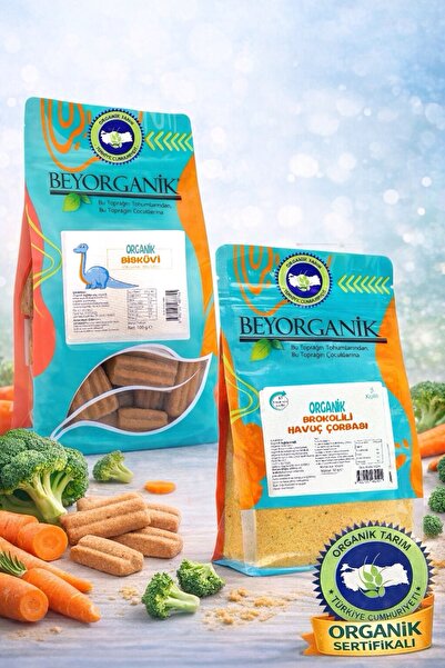 BEYORGANİK Organik Bebek Bisküvisi ve Organik Brokoli Havuç çorbası 2'li