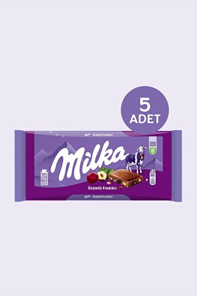 Milka Üzüm Fındık Tablet Çikolata 80gr - 5 adet