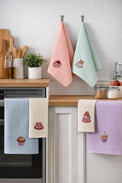 Eponj Home 6lı Kurulama Peçetesi Nakışlı 40x60 Kek