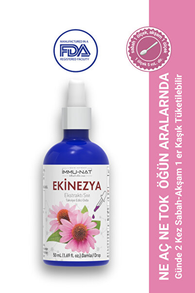 İmmu-Nat Ekinezya Bitkisel Sıvı Ektraktı 50 ml Damla - Bitkisel Takviye Edici...